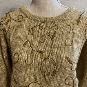 Vintage beaded gold sparkle sweater. Size 18/20